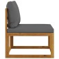 Modular-Mittelsofa mit Dunkelgrauen Kissen Akazie Massivholz Modular-Mittelsofa mit Dunkelgrauen Kissen Akazie Massivholz