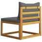 Modular-Mittelsofa mit Dunkelgrauen Kissen Akazie Massivholz Modular-Mittelsofa mit Dunkelgrauen Kissen Akazie Massivholz