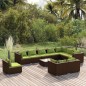 vidaXL 11-tlg. Garten-Lounge-Set mit Kissen Poly Rattan Braun vidaXL 11-tlg. Garten-Lounge-Set mit Kissen Poly Rattan Braun