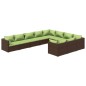 vidaXL 10-tlg. Garten-Lounge-Set mit Kissen Poly Rattan Braun vidaXL 10-tlg. Garten-Lounge-Set mit Kissen Poly Rattan Braun