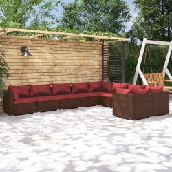 vidaXL 9-tlg. Garten-Lounge-Set mit Kissen Poly Rattan Braun