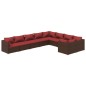 vidaXL 9-tlg. Garten-Lounge-Set mit Kissen Poly Rattan Braun vidaXL 9-tlg. Garten-Lounge-Set mit Kissen Poly Rattan Braun