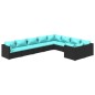 vidaXL 9-tlg. Garten-Lounge-Set mit Kissen Poly Rattan Schwarz vidaXL 9-tlg. Garten-Lounge-Set mit Kissen Poly Rattan Schwarz