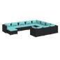 vidaXL 11-tlg. Garten-Lounge-Set mit Kissen Poly Rattan Schwarz vidaXL 11-tlg. Garten-Lounge-Set mit Kissen Poly Rattan Schwarz