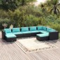 vidaXL 9-tlg. Garten-Lounge-Set mit Kissen Poly Rattan Schwarz vidaXL 9-tlg. Garten-Lounge-Set mit Kissen Poly Rattan Schwarz