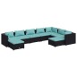vidaXL 9-tlg. Garten-Lounge-Set mit Kissen Poly Rattan Schwarz vidaXL 9-tlg. Garten-Lounge-Set mit Kissen Poly Rattan Schwarz