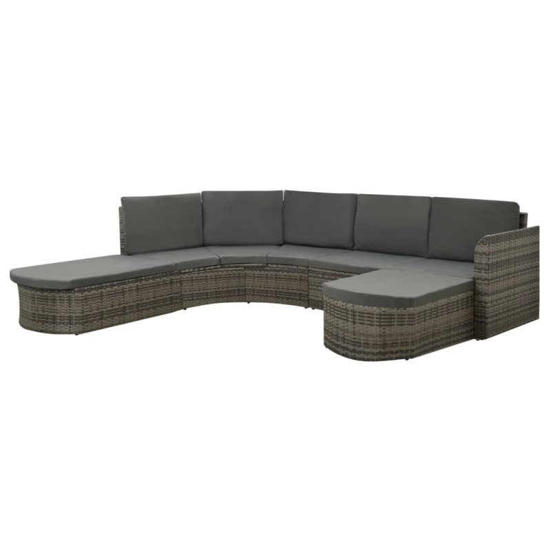 4-tlg. Garten-Lounge-Set mit Auflagen Poly Rattan Grau 4-tlg. Garten-Lounge-Set mit Auflagen Poly Rattan Grau