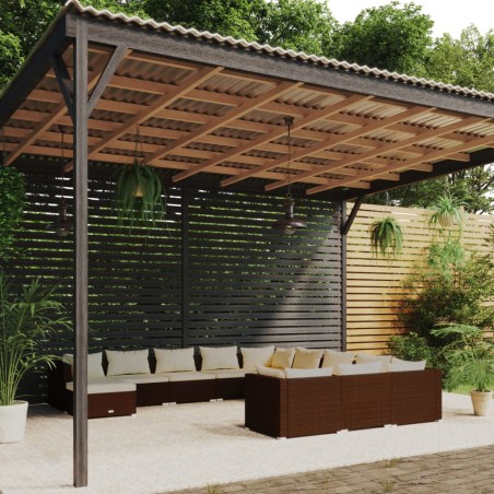vidaXL 12-tlg. Garten-Lounge-Set mit Kissen Poly Rattan Braun