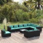 vidaXL 11-tlg. Garten-Lounge-Set mit Kissen Poly Rattan Schwarz vidaXL 11-tlg. Garten-Lounge-Set mit Kissen Poly Rattan Schwarz