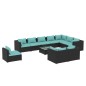 vidaXL 11-tlg. Garten-Lounge-Set mit Kissen Poly Rattan Schwarz vidaXL 11-tlg. Garten-Lounge-Set mit Kissen Poly Rattan Schwarz