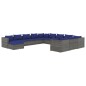 vidaXL 12-tlg. Garten-Lounge-Set mit Kissen Poly Rattan Grau vidaXL 12-tlg. Garten-Lounge-Set mit Kissen Poly Rattan Grau