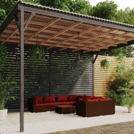 vidaXL 9-tlg. Garten-Lounge-Set mit Kissen Poly Rattan Braun