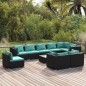 vidaXL 10-tlg. Garten-Lounge-Set mit Kissen Poly Rattan Schwarz vidaXL 10-tlg. Garten-Lounge-Set mit Kissen Poly Rattan Schwarz