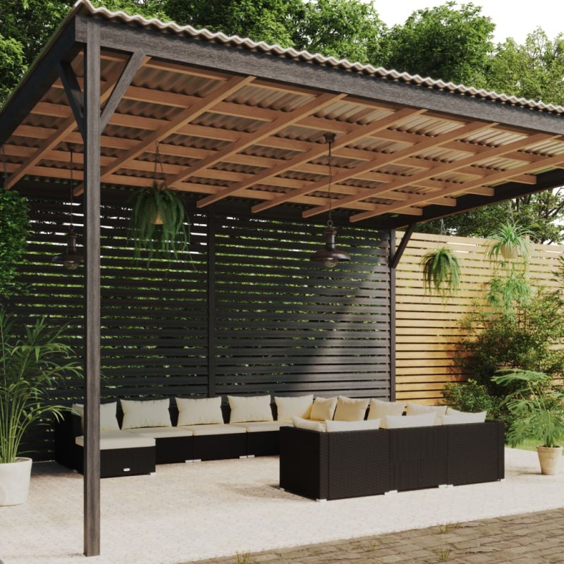 vidaXL 12-tlg. Garten-Lounge-Set mit Kissen Poly Rattan Schwarz vidaXL 12-tlg. Garten-Lounge-Set mit Kissen Poly Rattan Schwarz