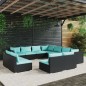 vidaXL 11-tlg. Garten-Lounge-Set mit Kissen Schwarz Poly Rattan vidaXL 11-tlg. Garten-Lounge-Set mit Kissen Schwarz Poly Rattan