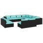 vidaXL 11-tlg. Garten-Lounge-Set mit Kissen Schwarz Poly Rattan vidaXL 11-tlg. Garten-Lounge-Set mit Kissen Schwarz Poly Rattan