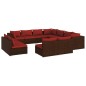 vidaXL 11-tlg. Garten-Lounge-Set mit Kissen Braun Poly Rattan vidaXL 11-tlg. Garten-Lounge-Set mit Kissen Braun Poly Rattan