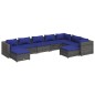 vidaXL 9-tlg. Garten-Lounge-Set mit Kissen Poly Rattan Grau vidaXL 9-tlg. Garten-Lounge-Set mit Kissen Poly Rattan Grau