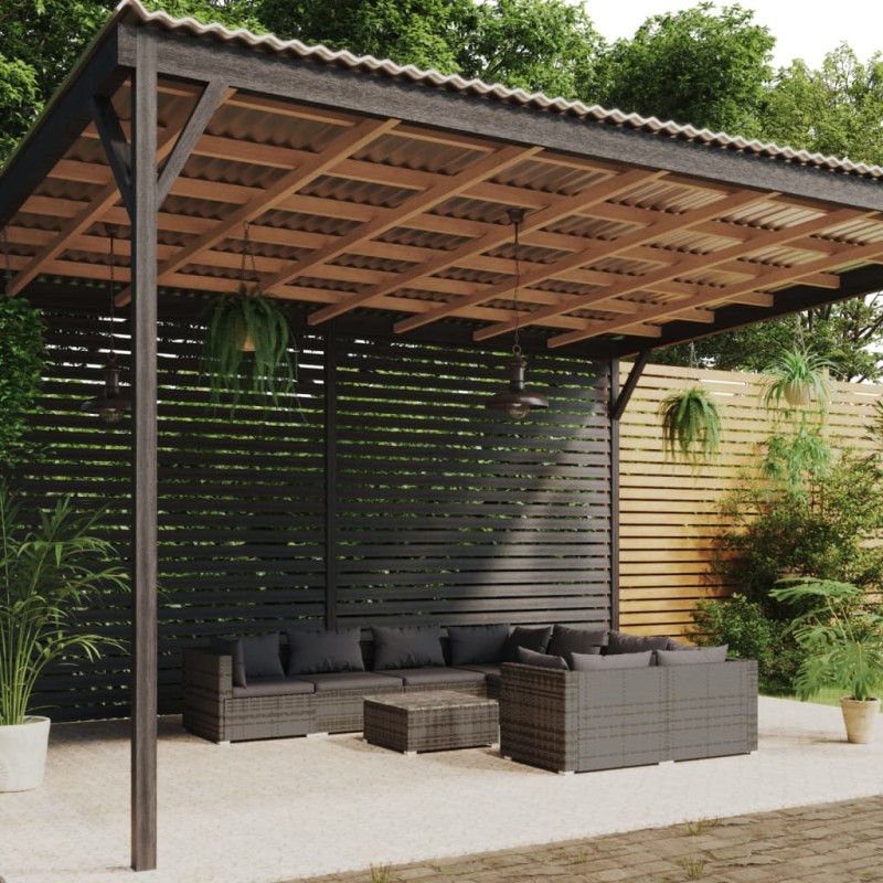 vidaXL 9-tlg. Garten-Lounge-Set mit Kissen Poly Rattan Grau vidaXL 9-tlg. Garten-Lounge-Set mit Kissen Poly Rattan Grau