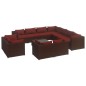 vidaXL 12-tlg. Garten-Lounge-Set mit Kissen Braun Poly Rattan vidaXL 12-tlg. Garten-Lounge-Set mit Kissen Braun Poly Rattan