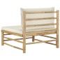 vidaXL Garten-Mittelsofa mit Kissen Cremeweiß Bambus vidaXL Garten-Mittelsofa mit Kissen Cremeweiß Bambus