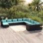 vidaXL 11-tlg. Garten-Lounge-Set mit Kissen Poly Rattan Schwarz vidaXL 11-tlg. Garten-Lounge-Set mit Kissen Poly Rattan Schwarz