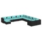 vidaXL 11-tlg. Garten-Lounge-Set mit Kissen Poly Rattan Schwarz vidaXL 11-tlg. Garten-Lounge-Set mit Kissen Poly Rattan Schwarz