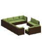 vidaXL 12-tlg. Garten-Lounge-Set mit Kissen Braun Poly Rattan vidaXL 12-tlg. Garten-Lounge-Set mit Kissen Braun Poly Rattan