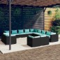 vidaXL 13-tlg. Garten-Lounge-Set mit Kissen Schwarz Poly Rattan vidaXL 13-tlg. Garten-Lounge-Set mit Kissen Schwarz Poly Rattan