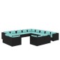 vidaXL 13-tlg. Garten-Lounge-Set mit Kissen Schwarz Poly Rattan vidaXL 13-tlg. Garten-Lounge-Set mit Kissen Schwarz Poly Rattan