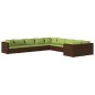 vidaXL 10-tlg. Garten-Lounge-Set mit Kissen Poly Rattan Braun vidaXL 10-tlg. Garten-Lounge-Set mit Kissen Poly Rattan Braun