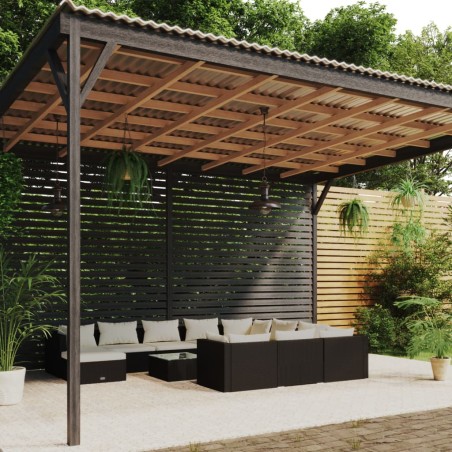vidaXL 12-tlg. Garten-Lounge-Set mit Kissen Poly Rattan Schwarz