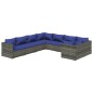vidaXL 8-tlg. Garten-Lounge-Set mit Kissen Poly Rattan Grau vidaXL 8-tlg. Garten-Lounge-Set mit Kissen Poly Rattan Grau