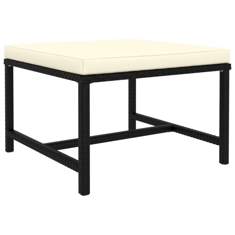 vidaXL Modular-Fußhocker mit Kissen Schwarz Poly Rattan vidaXL Modular-Fußhocker mit Kissen Schwarz Poly Rattan