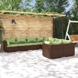 vidaXL 8-tlg. Garten-Lounge-Set mit Kissen Poly Rattan Braun