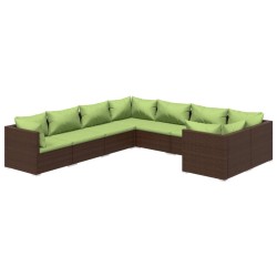 vidaXL 8-tlg. Garten-Lounge-Set mit Kissen Poly Rattan Braun