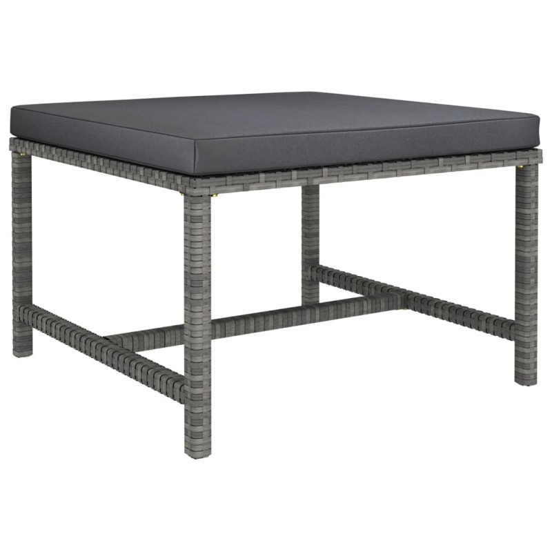 vidaXL Modular-Fußhocker mit Kissen Grau Poly Rattan vidaXL Modular-Fußhocker mit Kissen Grau Poly Rattan