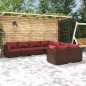 vidaXL 8-tlg. Garten-Lounge-Set mit Kissen Poly Rattan Braun vidaXL 8-tlg. Garten-Lounge-Set mit Kissen Poly Rattan Braun