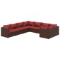vidaXL 8-tlg. Garten-Lounge-Set mit Kissen Poly Rattan Braun vidaXL 8-tlg. Garten-Lounge-Set mit Kissen Poly Rattan Braun