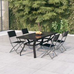 vidaXL 5-tlg. Garten-Essgruppe Grau und Schwarz