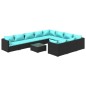 vidaXL 11-tlg. Garten-Lounge-Set mit Kissen Poly Rattan Schwarz vidaXL 11-tlg. Garten-Lounge-Set mit Kissen Poly Rattan Schwarz