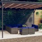 vidaXL 12-tlg. Garten-Lounge-Set mit Kissen Grau Poly Rattan vidaXL 12-tlg. Garten-Lounge-Set mit Kissen Grau Poly Rattan