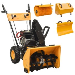 vidaXL 4-in-1 Schneefräse und Kehrmaschine Set Benzinbetrieben 6,5 PS