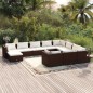 vidaXL 11-tlg. Garten-Lounge-Set mit Kissen Poly Rattan Braun vidaXL 11-tlg. Garten-Lounge-Set mit Kissen Poly Rattan Braun