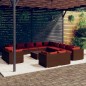 vidaXL 14-tlg. Garten-Lounge-Set mit Kissen Braun Poly Rattan vidaXL 14-tlg. Garten-Lounge-Set mit Kissen Braun Poly Rattan