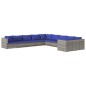 vidaXL 10-tlg. Garten-Lounge-Set mit Kissen Poly Rattan Grau vidaXL 10-tlg. Garten-Lounge-Set mit Kissen Poly Rattan Grau