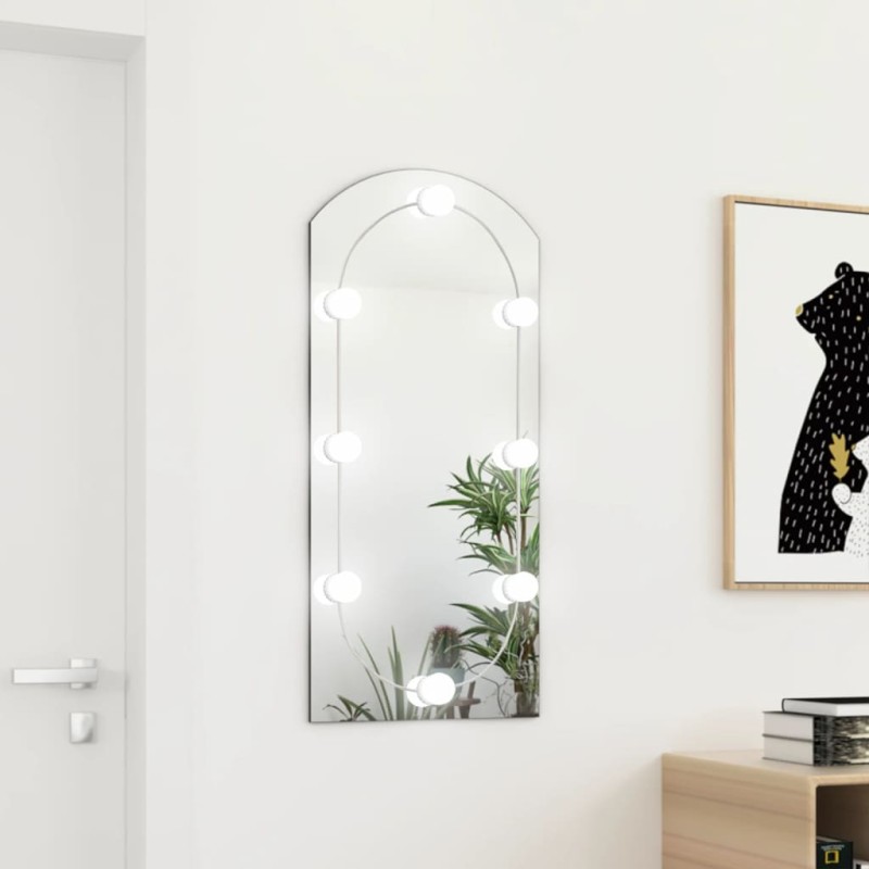vidaXL Spiegel mit LED-Leuchten 90x45 cm Glas Bogenförmig vidaXL Spiegel mit LED-Leuchten 90x45 cm Glas Bogenförmig
