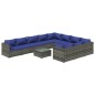 vidaXL 11-tlg. Garten-Lounge-Set mit Kissen Poly Rattan Grau vidaXL 11-tlg. Garten-Lounge-Set mit Kissen Poly Rattan Grau