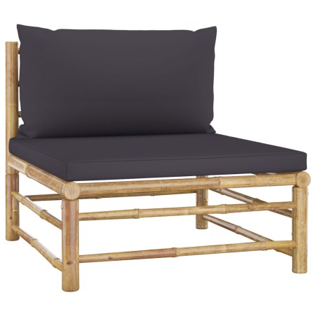 vidaXL Garten-Mittelsofa mit Dunkelgrauen Kissen Bambus 