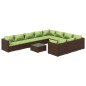 vidaXL 11-tlg. Garten-Lounge-Set mit Kissen Poly Rattan Braun vidaXL 11-tlg. Garten-Lounge-Set mit Kissen Poly Rattan Braun